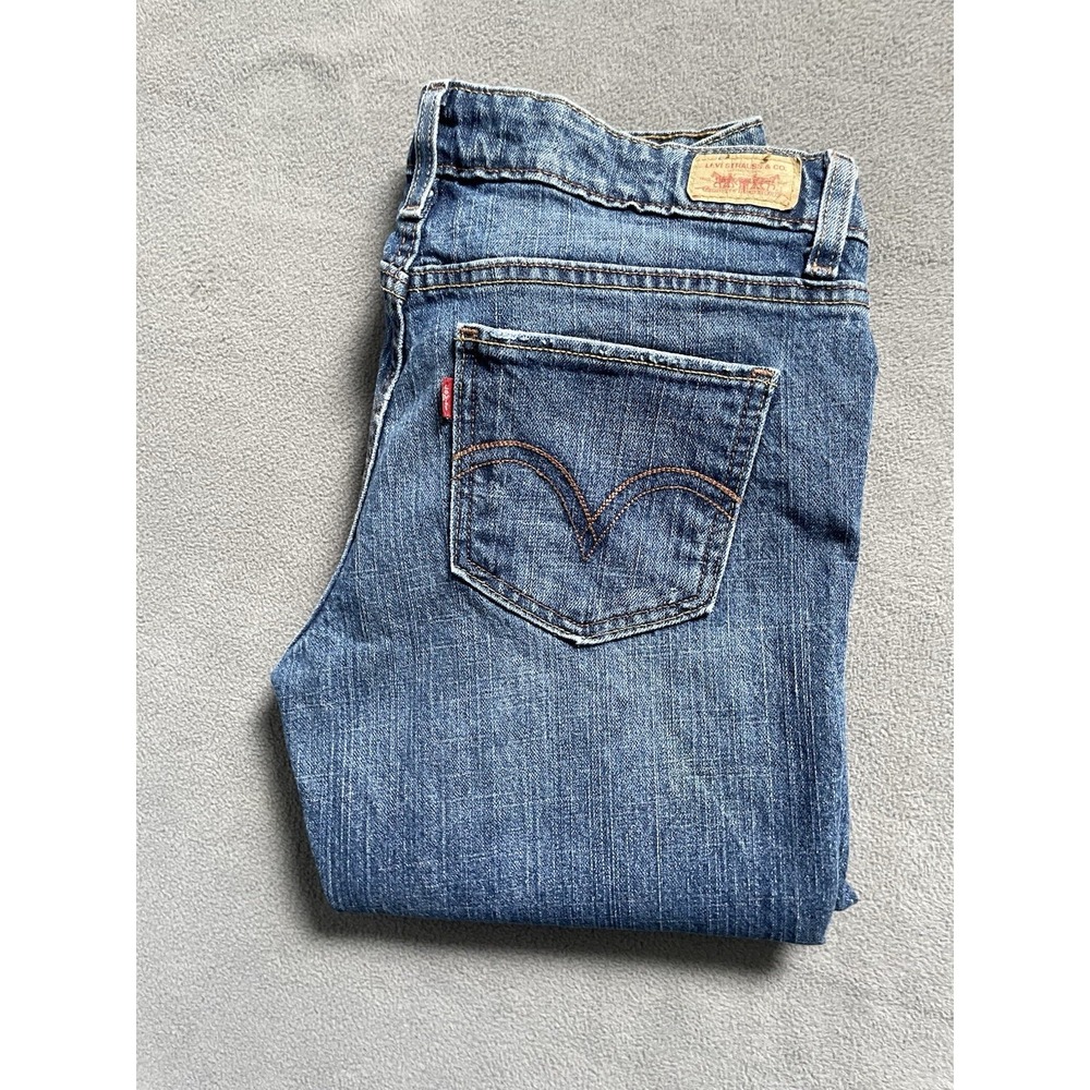 Levis 518 Superlow Bootcut Jeans  Womens Too Super Sz 7 Med (30x30) Wiskering